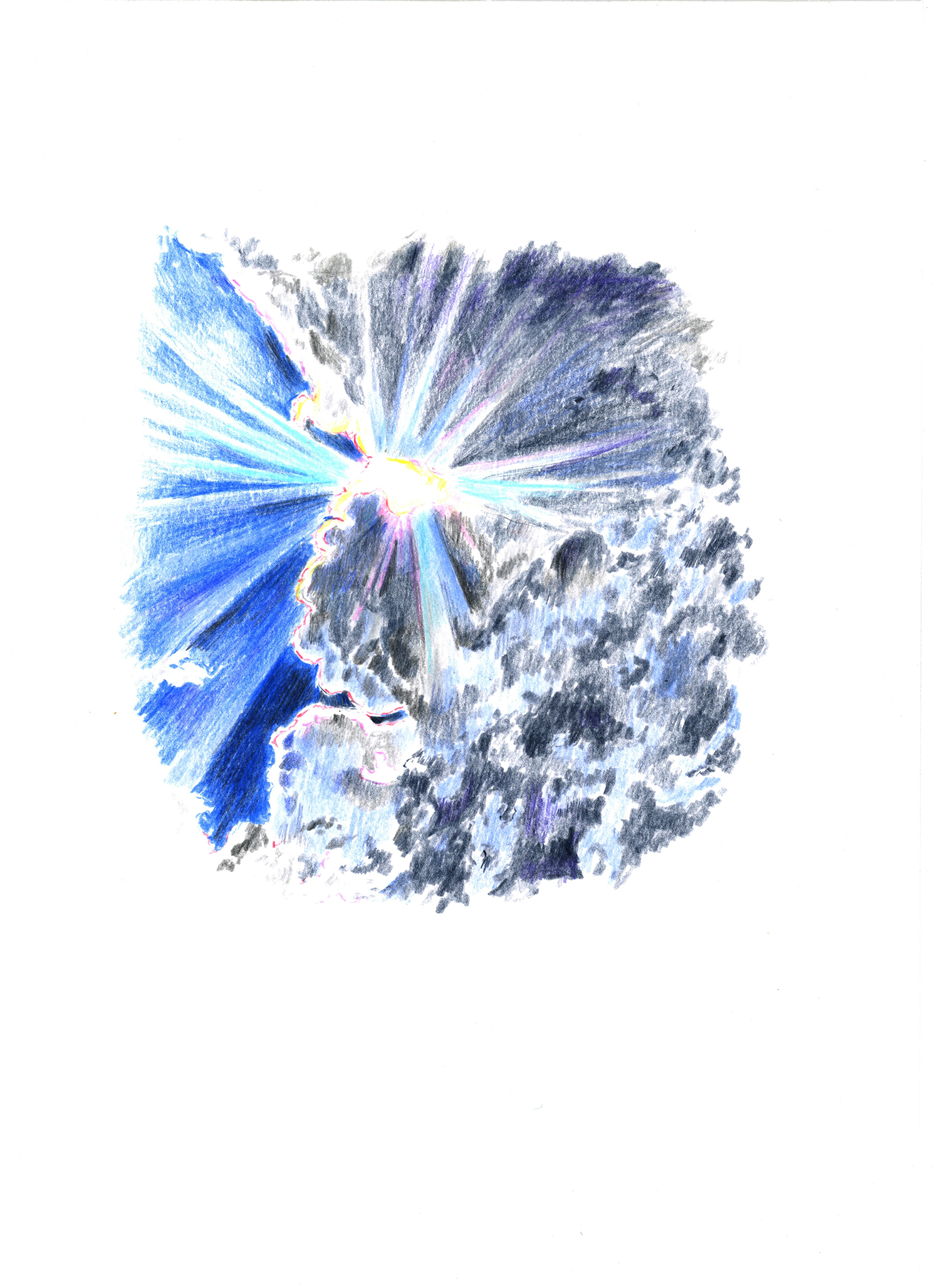 Dessin d'une éclaircie au travers de nuages