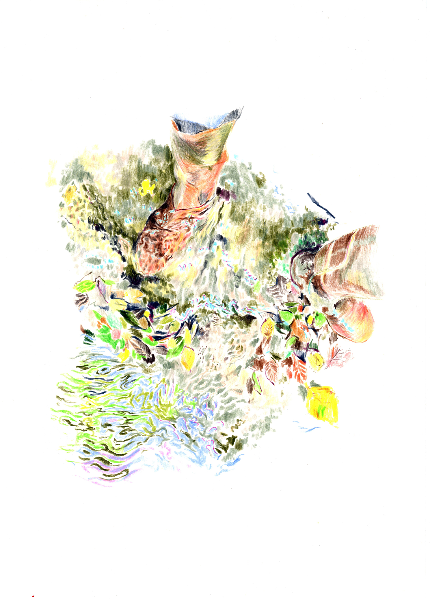 Dessin de bottes dans un ruisseau