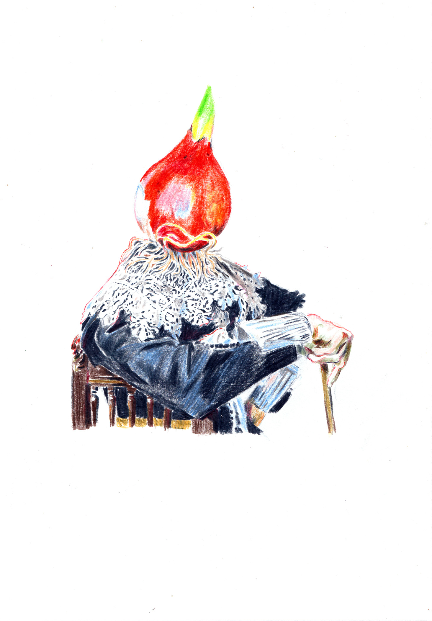 Homme avec un bulbe de tulipe à la place de la tête