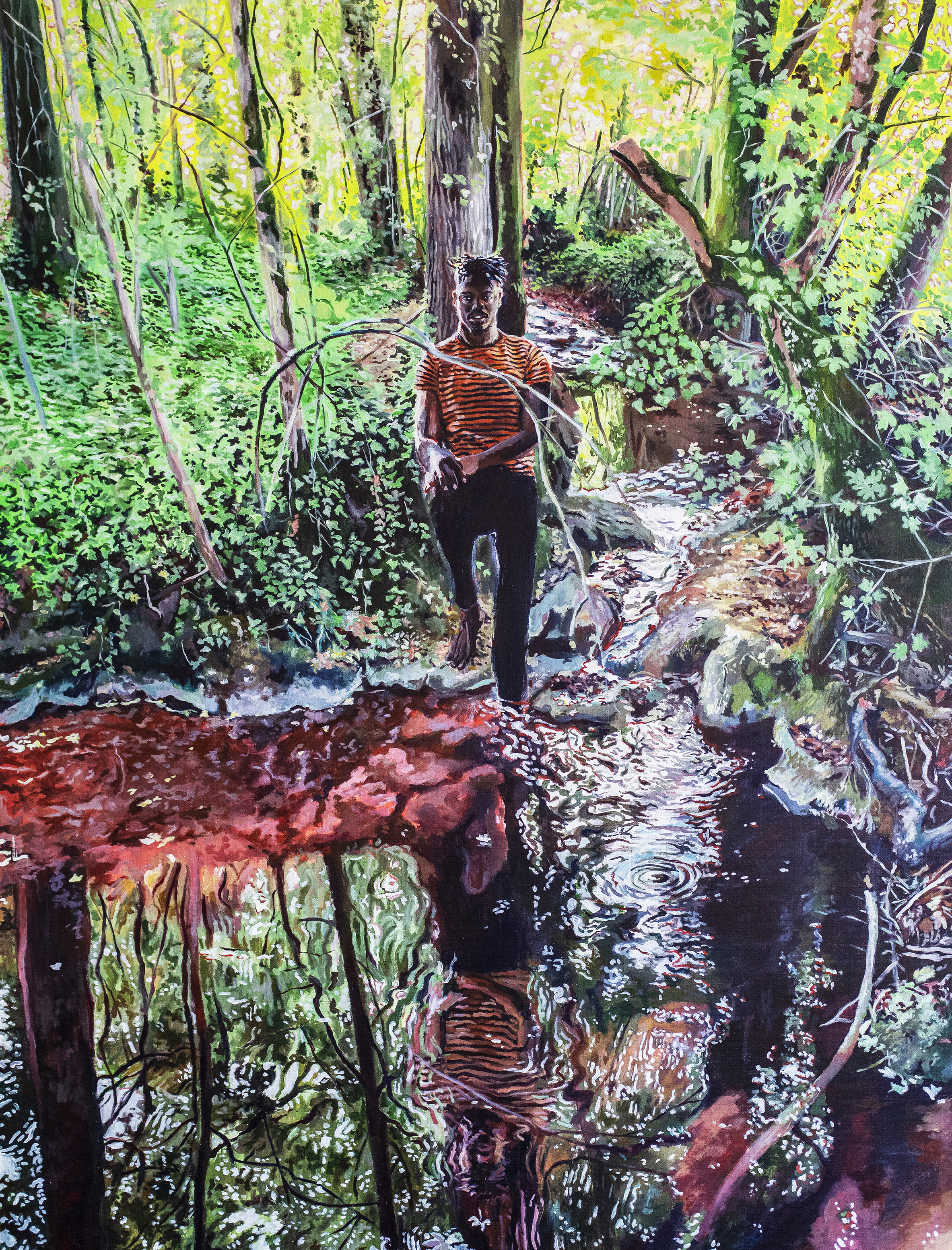 peinture d_un homme avec les pieds dans l_eau