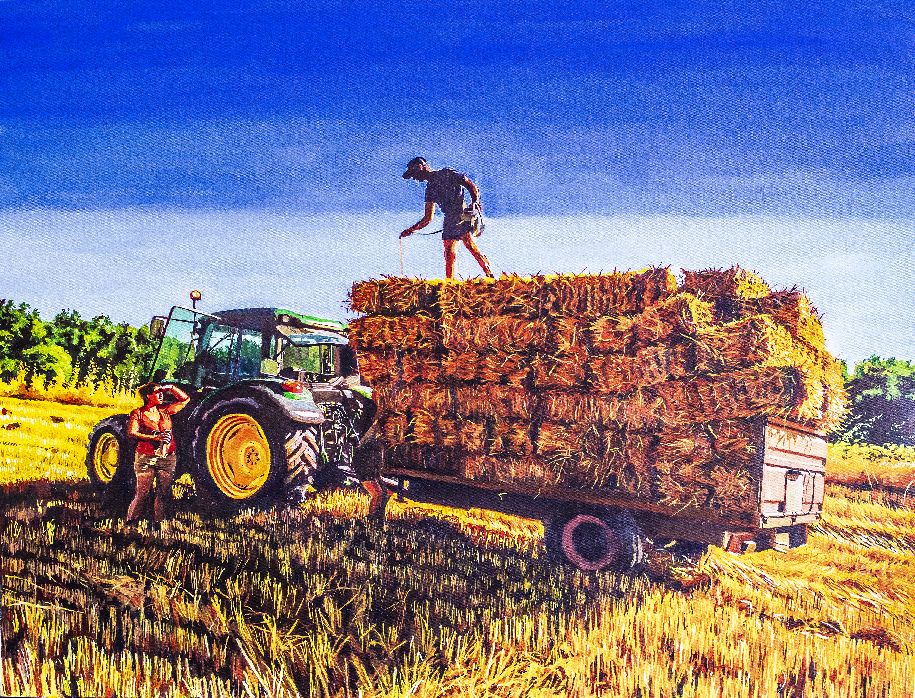 Peinture d'une remorque de paille