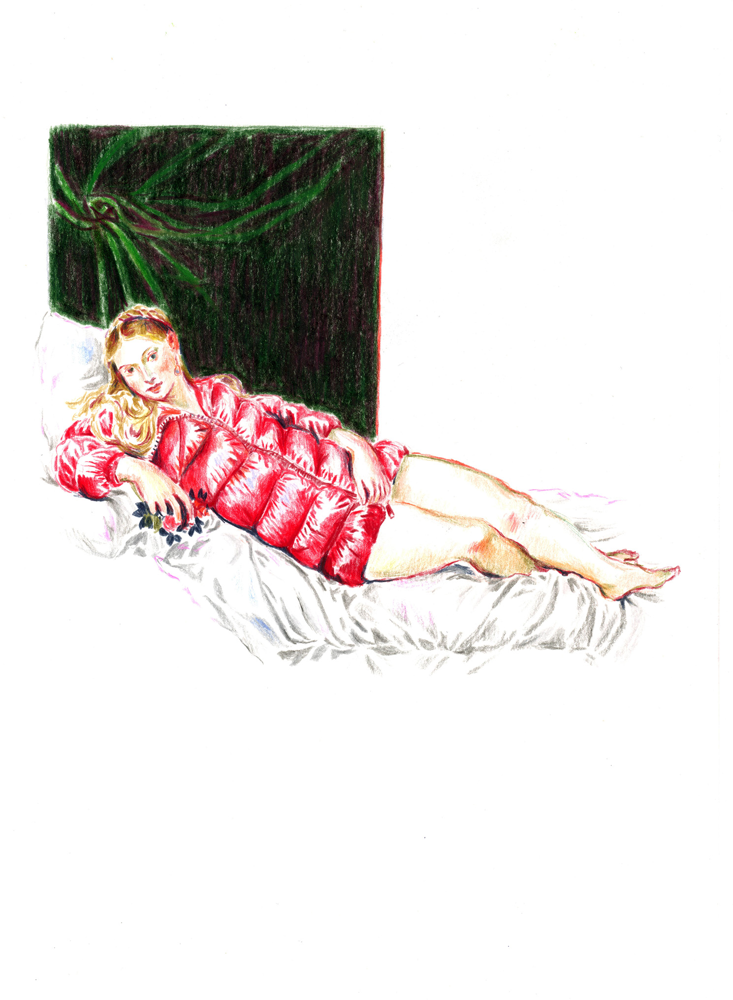 Vénus d'Urbino du Titien habillé d'une doudoune 